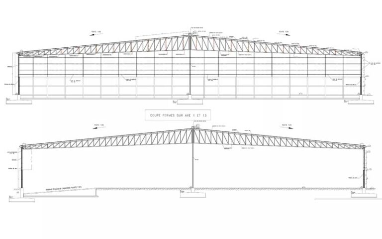 Design Drawing of Custom Steel Aircraft Hangar for Gyrocopters and Light Helicraft Storage