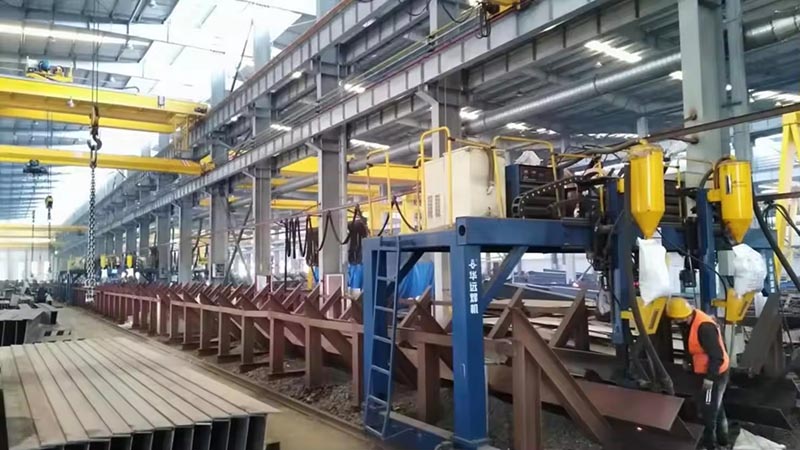 H-beam forming machine for built-up H sections used in steel building frames