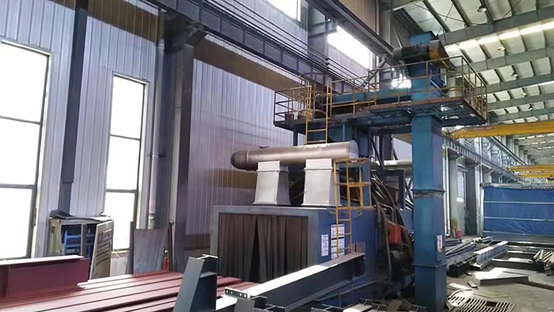 Shot blasting machine for steel surface cleaning before primer and coating