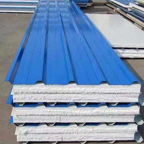 Blue metal-faced EPS sandwich panels for steel warehouse and workshop roof and wall cladding systems