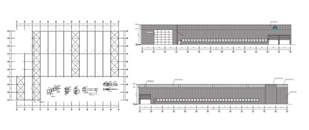 Design drawing for the Brazil steel structure factory building project