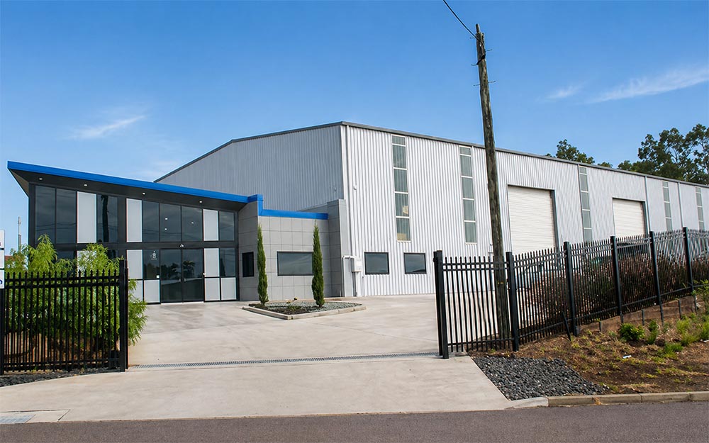 Completed exterior view of the prefabricated food warehouse building project in Australia