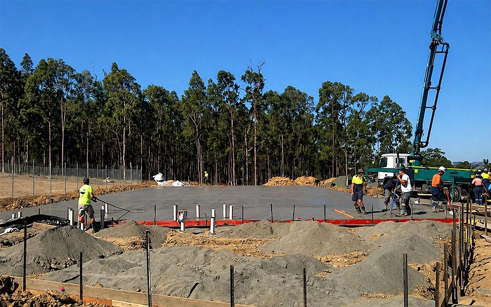 Foundation construction stage of the prefabricated food warehouse project in Australia