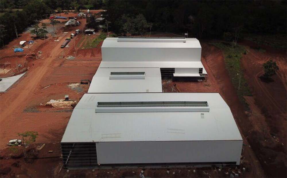 Overhead view of the completed steel structure coffee factory project in Nicaragua