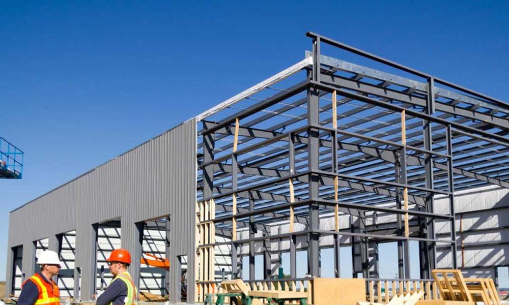 Custom fabricated steel frame components for steel building projects