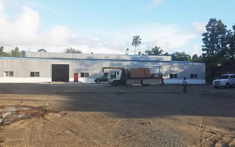 Exterior view of the steel structure factory with office project in the Philippines